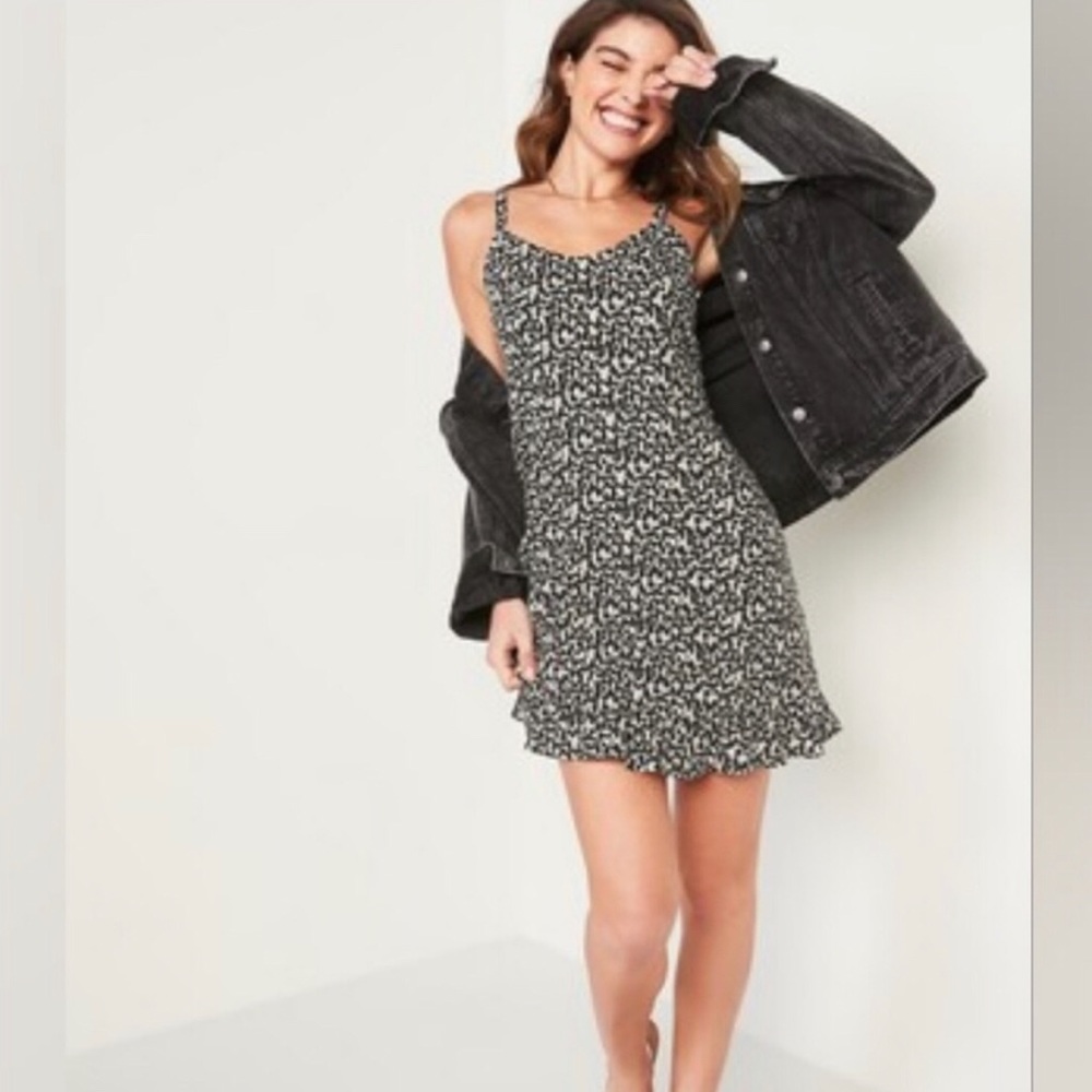 Old Navy | Animal Print Linen Cami Mini Dress. Size Medium